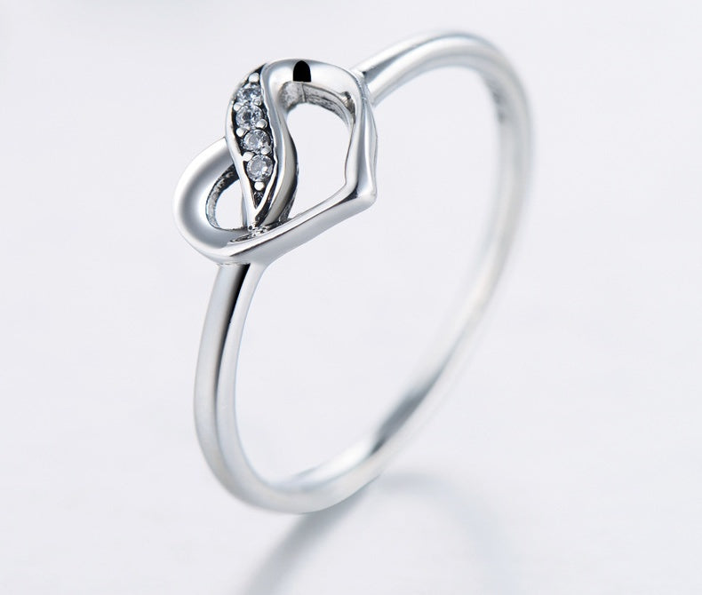 Womens Heart Ring Petite Heart Shaped Sterling Silver 925 Jewelry For Women Engagement Promise Wedding Anniversary Gift