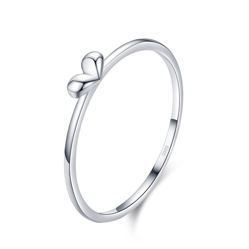 Heart Shaped Sterling Silver Ring for Women Cute Love Plain Design Ideal Gift for Festival Everyday Wear Now Gift