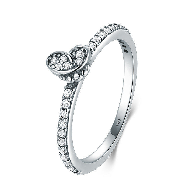 Womens Butterfly Ring S925 Silver Vintage Insect Ring Micro Inlay Design Anniversary Gift Ring For Her Fashion