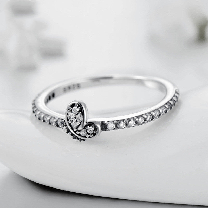 Womens Butterfly Ring S925 Silver Vintage Insect Ring Micro Inlay Design Anniversary Gift Ring For Her Fashion