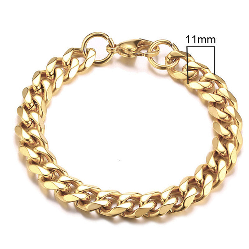 Unisex Bracelet Stainless Steel Gold Plated Simple Geometric Cuban Chain Design Packed Jewelry For Men Jewelry