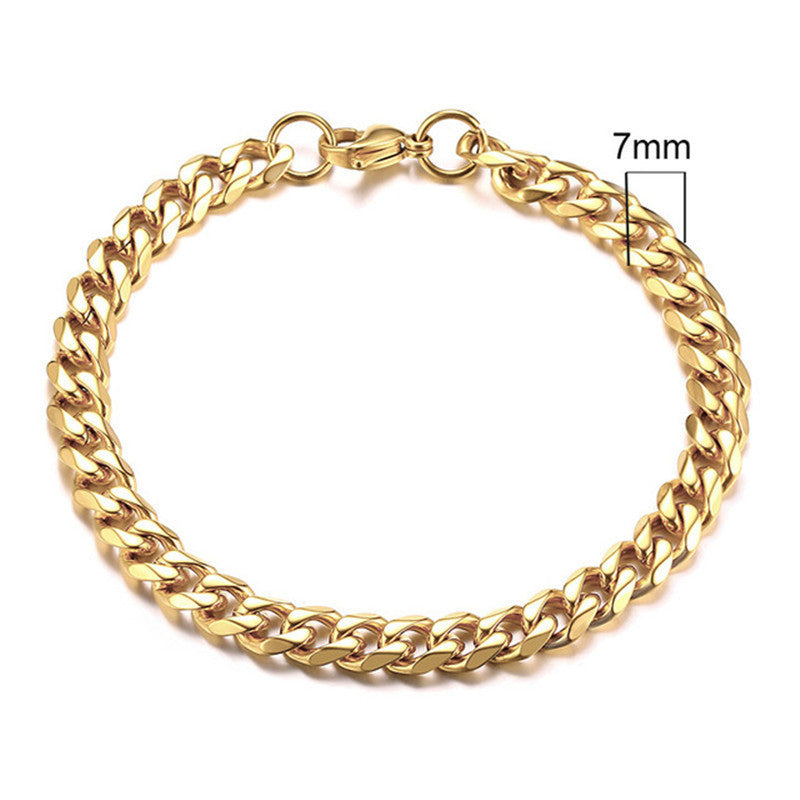 Unisex Bracelet Stainless Steel Gold Plated Simple Geometric Cuban Chain Design Packed Jewelry For Men Jewelry