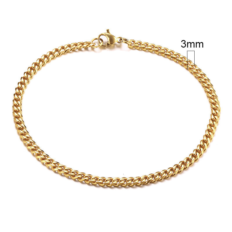 Unisex Bracelet Stainless Steel Gold Plated Simple Geometric Cuban Chain Design Packed Jewelry For Men Jewelry