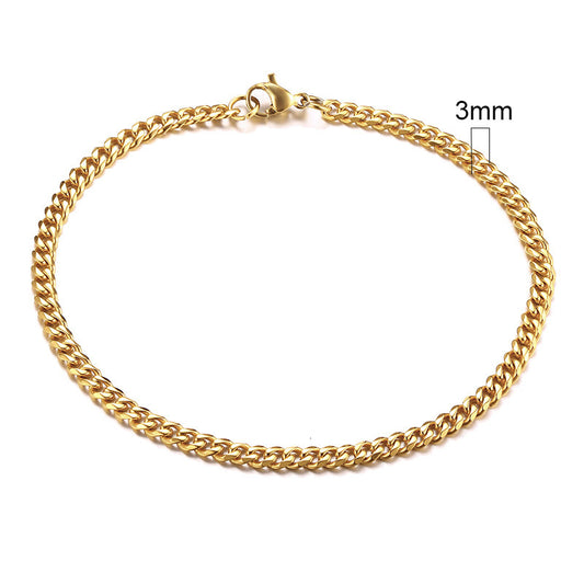 Unisex Bracelet Stainless Steel Gold Plated Simple Geometric Cuban Chain Design Packed Jewelry For Men Jewelry