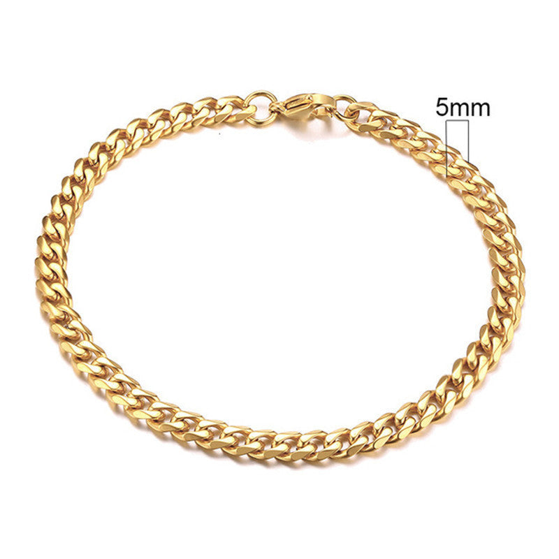 Unisex Bracelet Stainless Steel Gold Plated Simple Geometric Cuban Chain Design Packed Jewelry For Men Jewelry