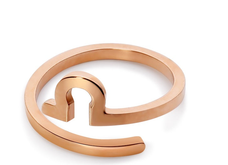 Titanium Steel Couple Rings Adjustable Zodiac Constellation Form Rose Gold Electroplated Rings For Women And Men