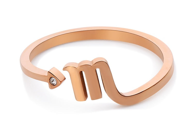 Titanium Steel Couple Rings Adjustable Zodiac Constellation Form Rose Gold Electroplated Rings For Women And Men