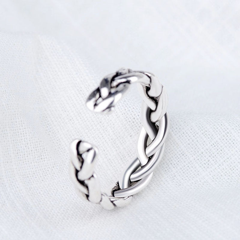 Unisex Ring S925 Silver Plated Adjustable Open Design Ring Thai Silver Finish Personality Women And Men Korean