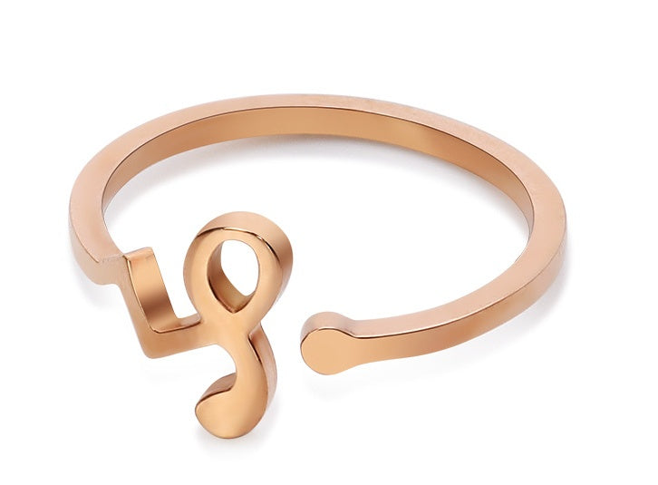 Titanium Steel Couple Rings Adjustable Zodiac Constellation Form Rose Gold Electroplated Rings For Women And Men
