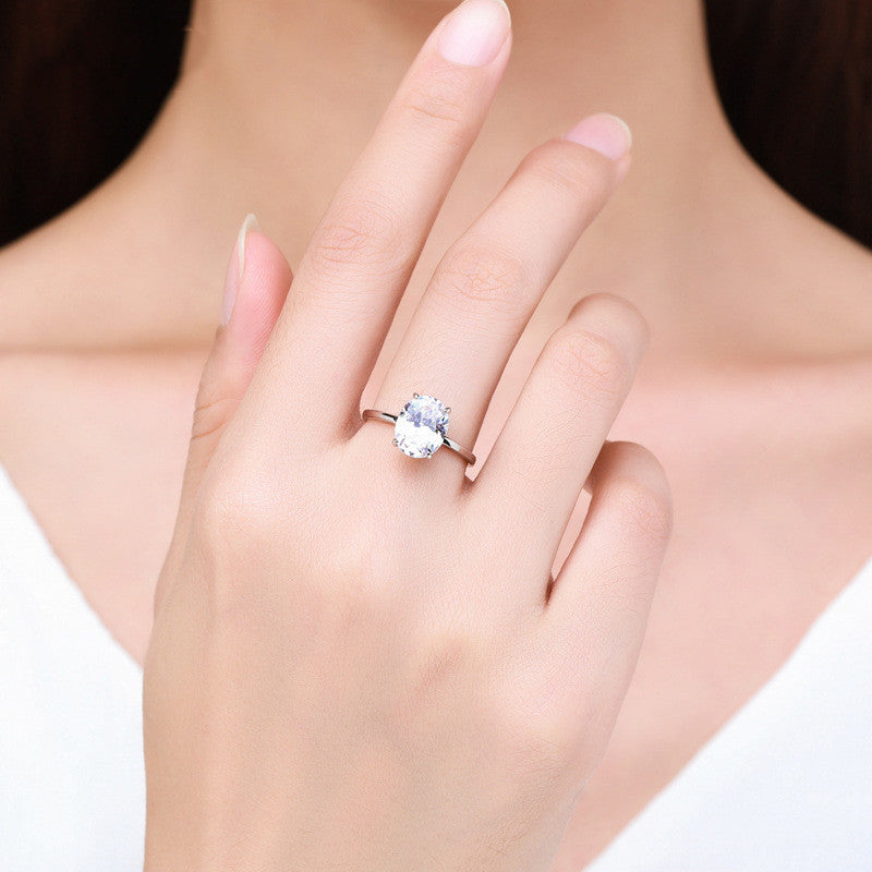 Womens Sterling Silver Ring With Zircon Gemstones Inlaid Silver Band European Design Promise Ring Silver Ringx1