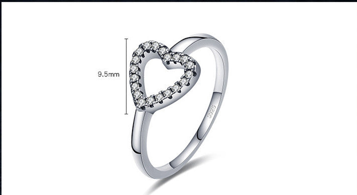 Womens Silver Heart Ring S925 Vintage Style Love Heart Ring Anniversary Gift For Her Valentines Day Jewelry Gift Box