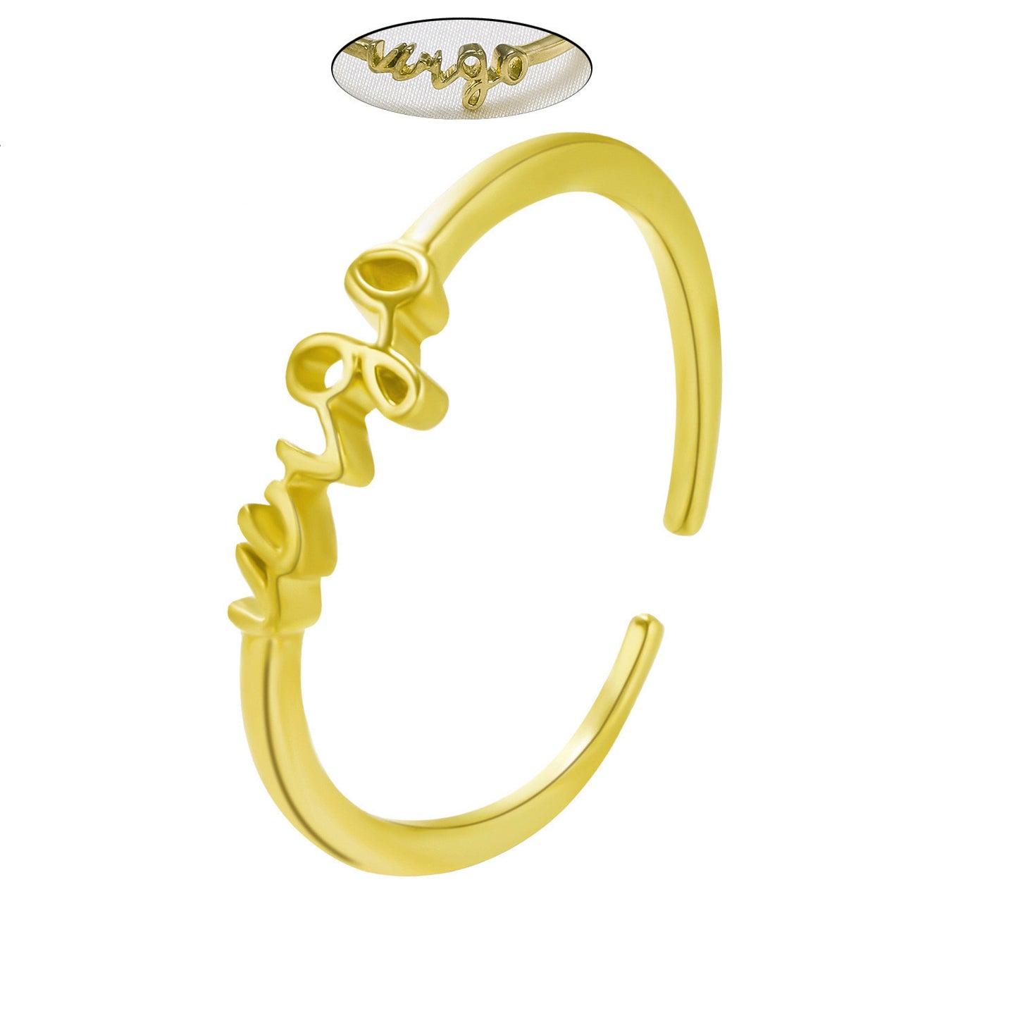 Constellation Letter Ring Adjustable Copper Jewelry European and American Style Personal Statement Ring Everyday Wear