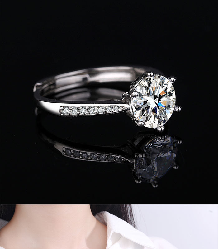 Six Prongs Micro Inlay Ring One Carat Gold Plated Finish