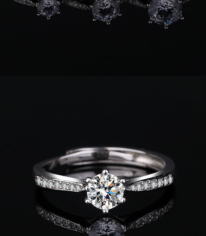 Six Prongs Micro Inlay Ring One Carat Gold Plated Finish