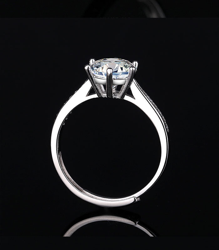 Six Prongs Micro Inlay Ring One Carat Gold Plated Finish