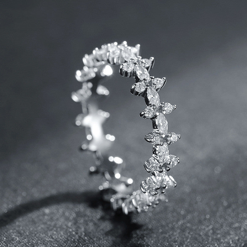 Sterling Silver Geometric Full Circle Zircon Ring Electroplated Fashion Jewelry For Her Gift Great Gift Idea X