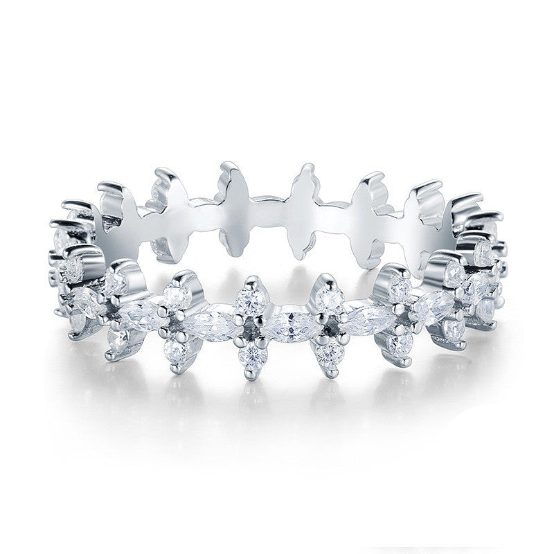 Sterling Silver Geometric Full Circle Zircon Ring Electroplated Fashion Jewelry For Her Gift Great Gift Idea X