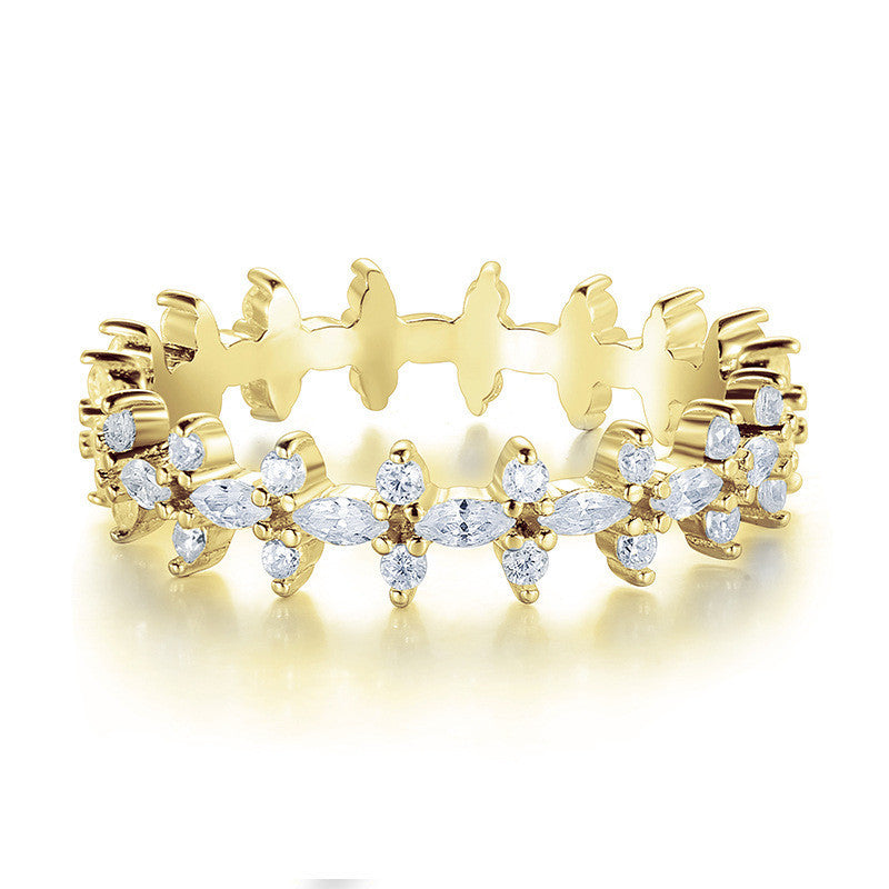 Sterling Silver Geometric Full Circle Zircon Ring Electroplated Fashion Jewelry For Her Gift Great Gift Idea X