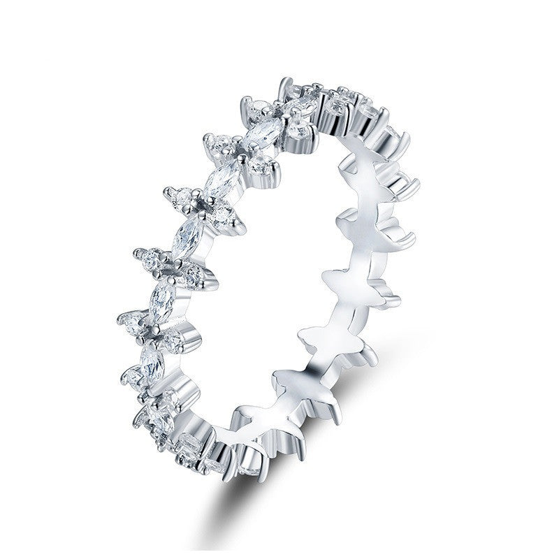 Sterling Silver Geometric Full Circle Zircon Ring Electroplated Fashion Jewelry For Her Gift Great Gift Idea X