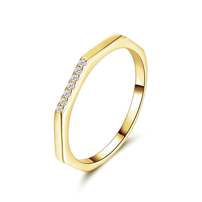 Sterling Silver Hexagon Ring With Micro Inlay Geometric