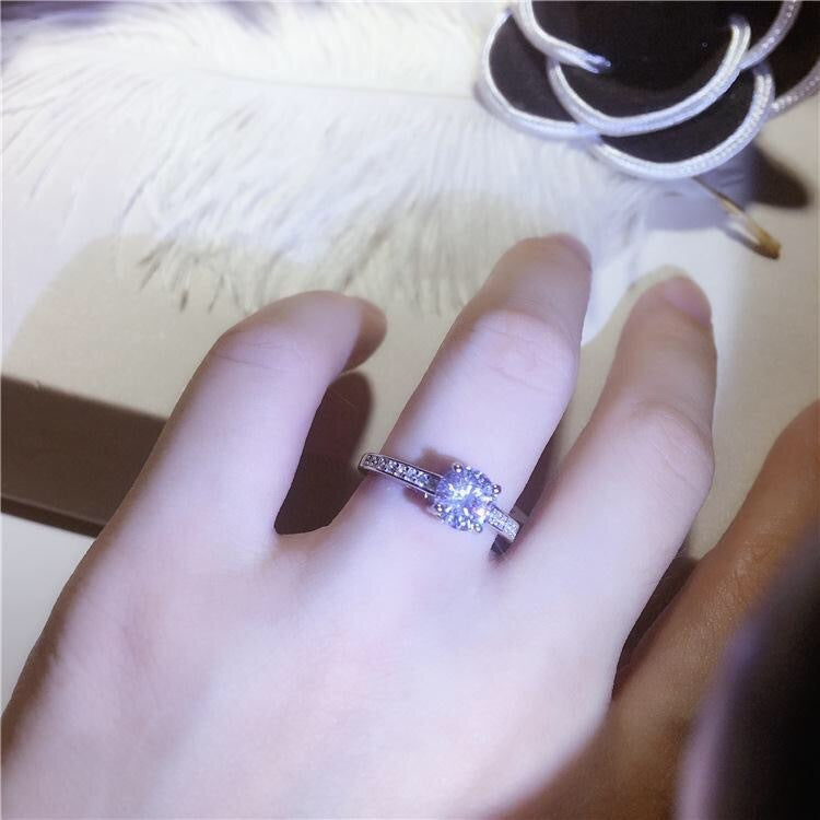 White Gold Plated Crown Ring With Artificial Gem Adjustable Opening Korean Fashion Jewelry Individually Packed