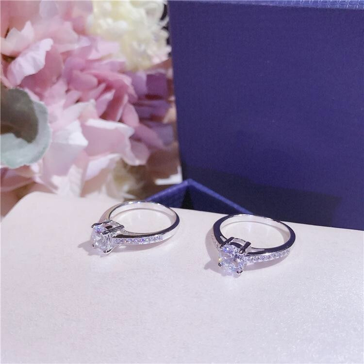 White Gold Plated Crown Ring With Artificial Gem Adjustable Opening Korean Fashion Jewelry Individually Packed