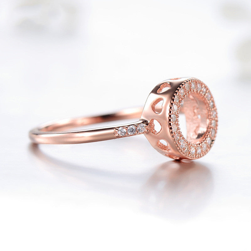 Sterling Silver Heart Shaped Ring For Women 925 Rose Gold Ring Electroplated Ring Anniversary Gift For Her For