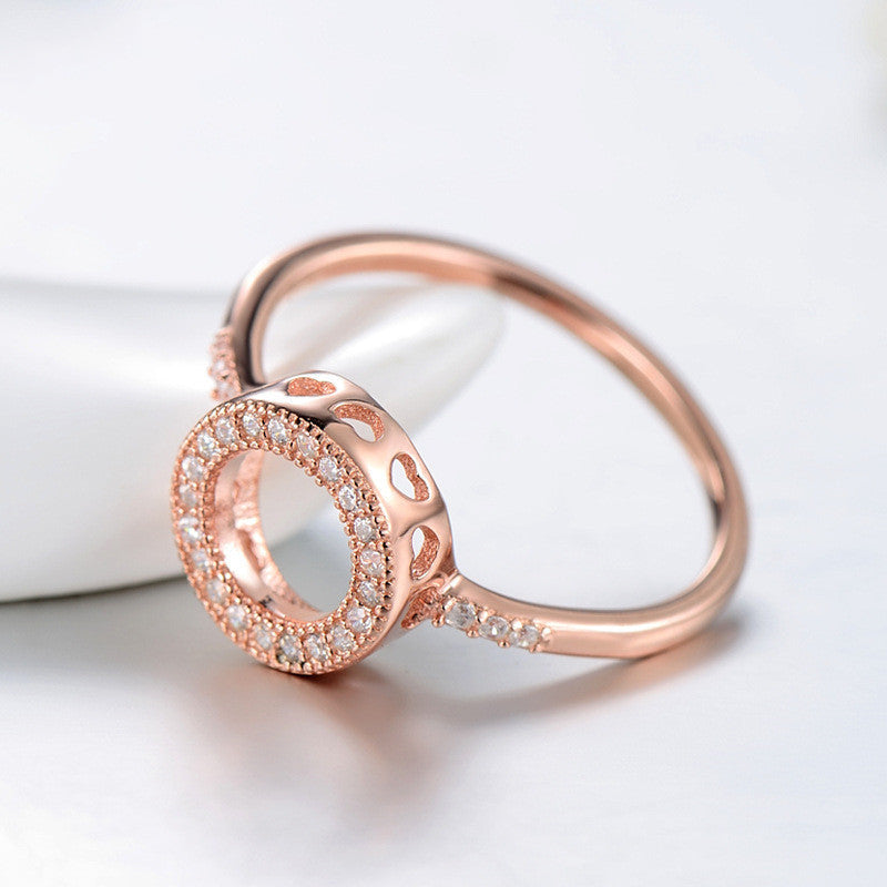 Sterling Silver Heart Shaped Ring For Women 925 Rose Gold Ring Electroplated Ring Anniversary Gift For Her For