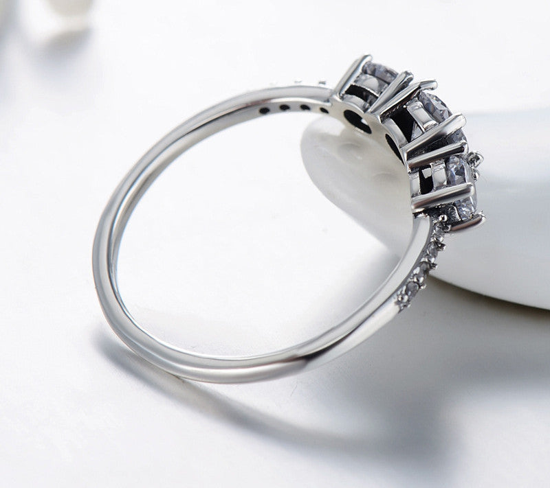 Women Sterling Silver Ring Vintage Micro Inlay Zircon Geometric Retro US Size 6 925 Individually Packed In Box