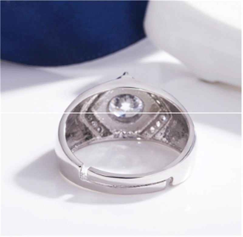 Mens Copper Ring With Zircon Inlay Statement Jewelry