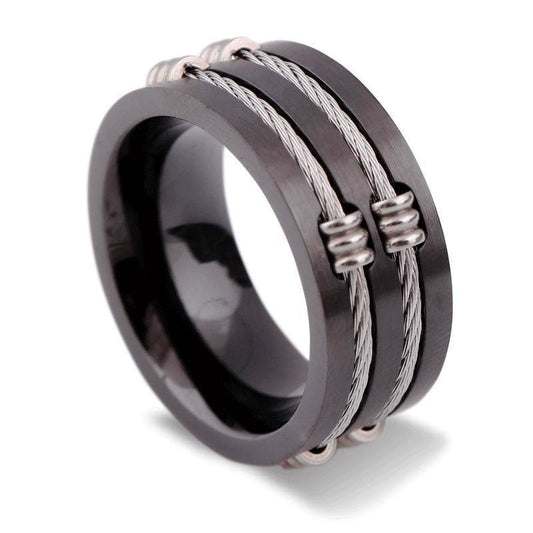 Mens Titanium Steel Black Heart Ring Fashion Jewelry Gift