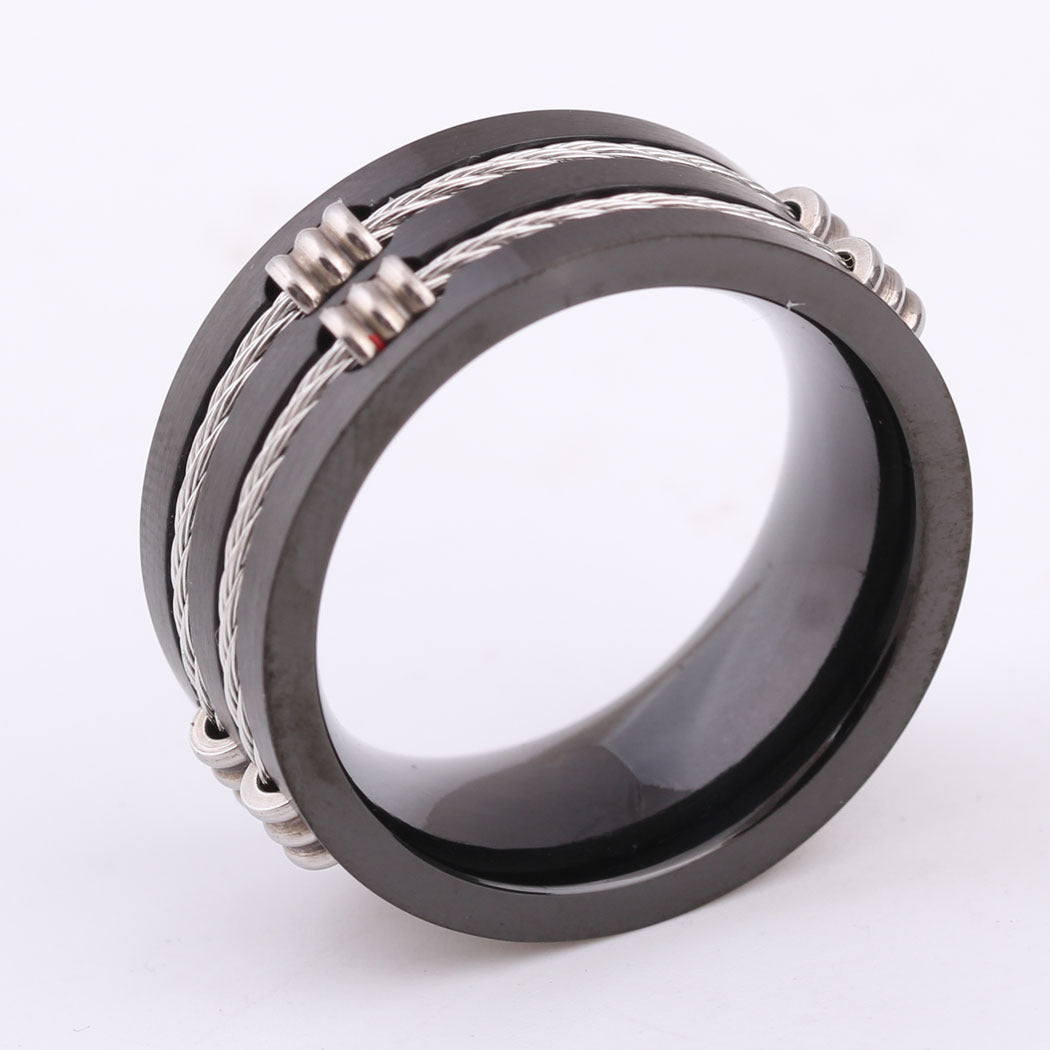 Mens Titanium Steel Black Heart Ring Fashion Jewelry Gift