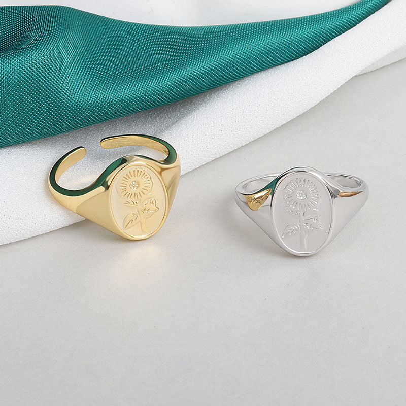 Adjustable Copper Flower Ring Electroplated Open Band Jewelry Gift For Her Elegant Cute Ring For Every Day Use