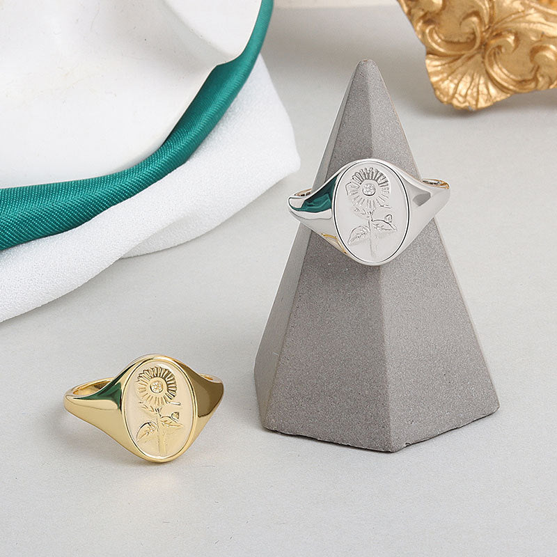 Adjustable Copper Flower Ring Electroplated Open Band Jewelry Gift For Her Elegant Cute Ring For Every Day Use