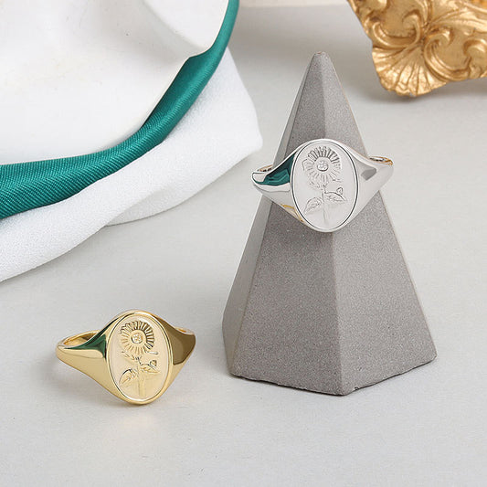 Adjustable Copper Flower Ring Electroplated Open Band Jewelry Gift For Her Elegant Cute Ring For Every Day Use