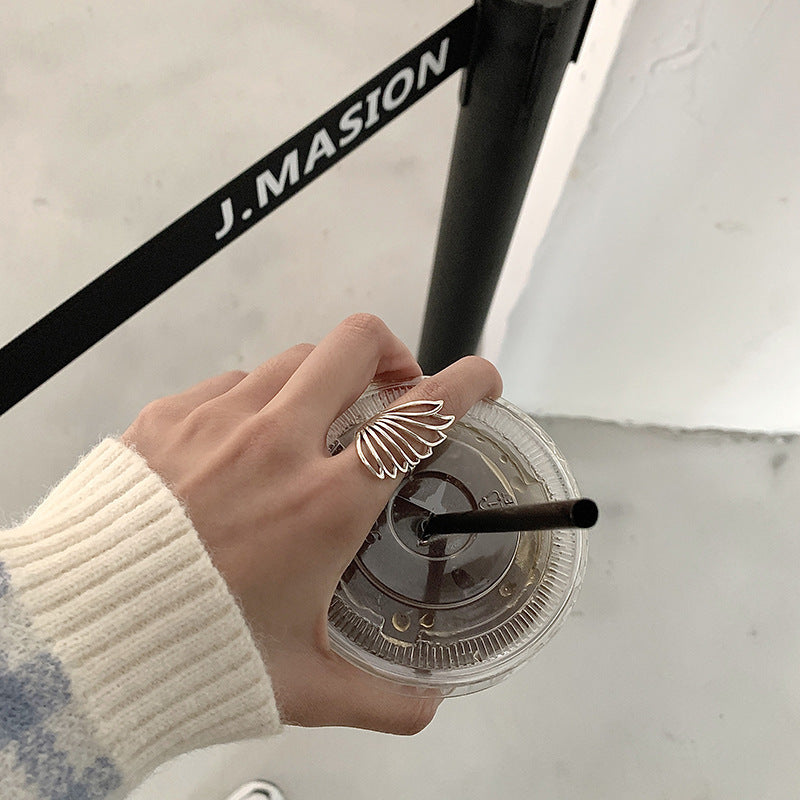 Womens Butterfly Ring Adjustable Open Ring Retro S925 Silver Statement Ring Exaggerated Fashion Jewelry Butterfly