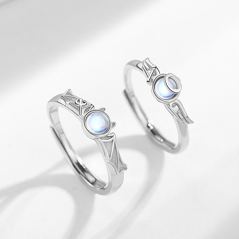 Unisex Angel And Demon Ring Cartoon Design 925 Silver With Gem Inlay Jewelry For Girlfriend Gift For Special Occasion