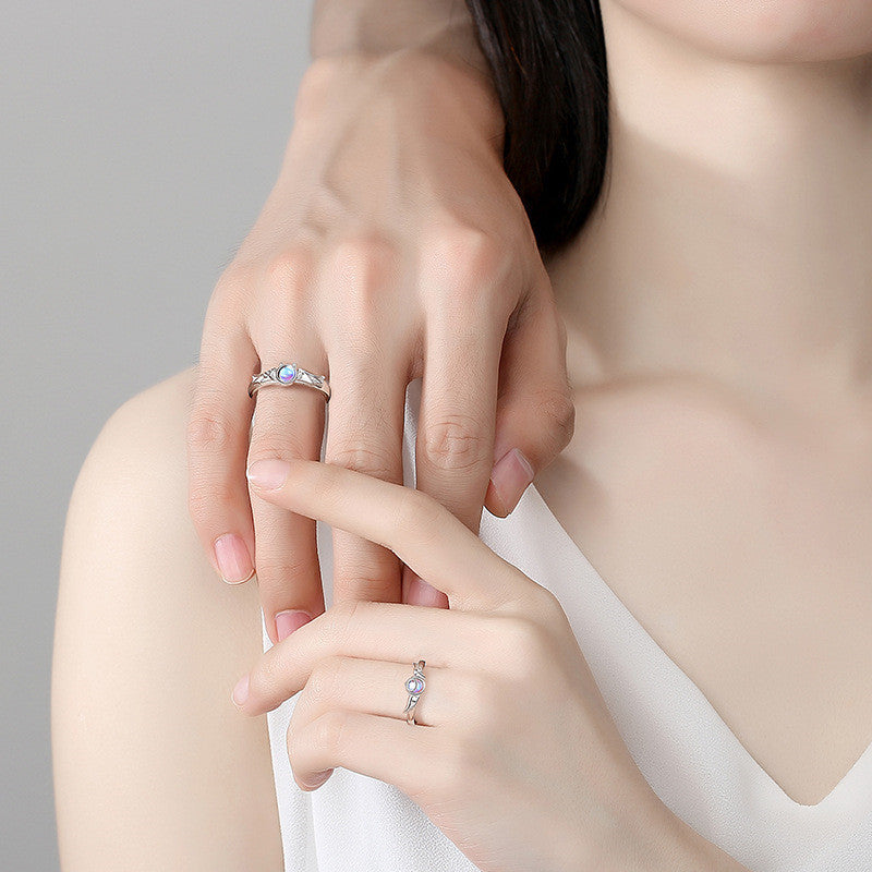 Unisex Angel And Demon Ring Cartoon Design 925 Silver With Gem Inlay Jewelry For Girlfriend Gift For Special Occasion