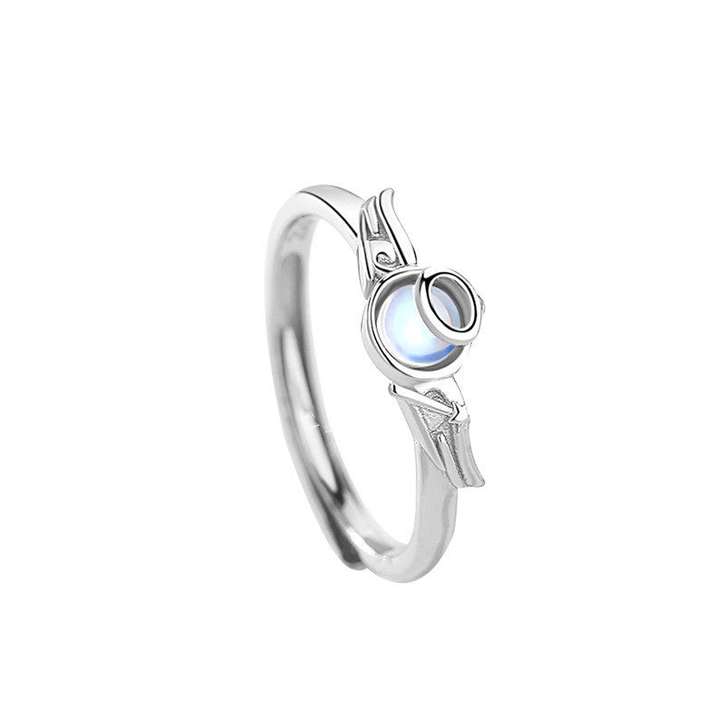 Unisex Angel And Demon Ring Cartoon Design 925 Silver With Gem Inlay Jewelry For Girlfriend Gift For Special Occasion