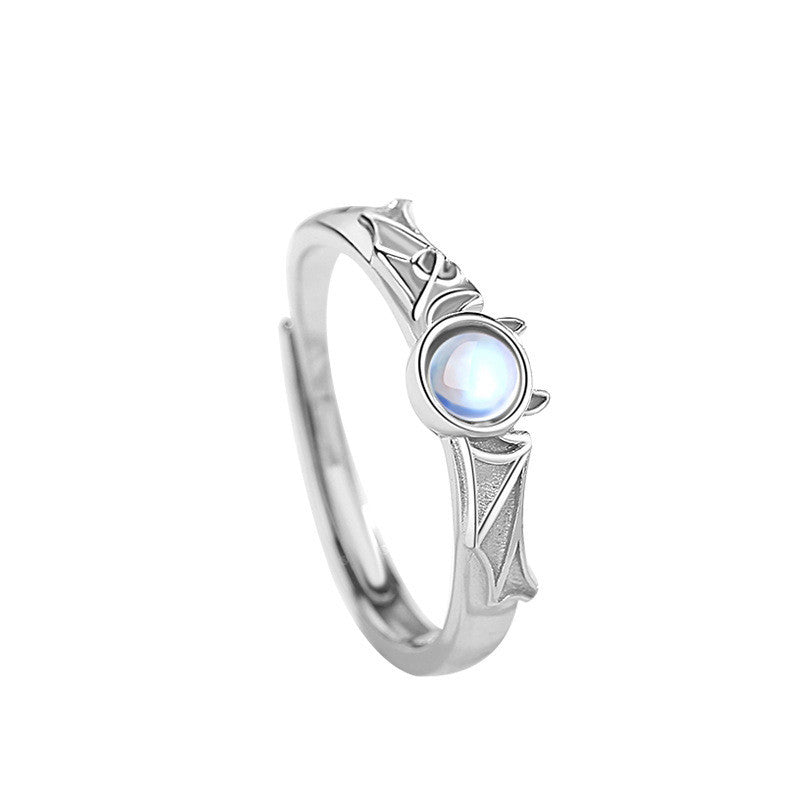 Unisex Angel And Demon Ring Cartoon Design 925 Silver With Gem Inlay Jewelry For Girlfriend Gift For Special Occasion