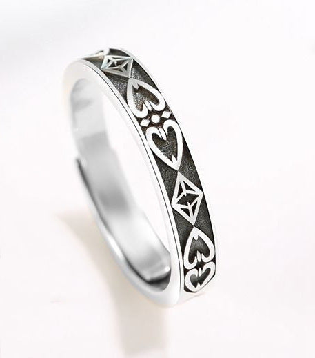 Heartbeat Couple Ring Silver Matching Rings For Men And Women Retro Crown Design Promise Wedding Bands Jewelry