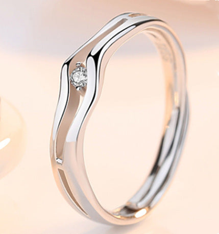 Couple Ring Set For Him And Her S925 Sterling Silver Matching Rings Flowing Love Design Promise Bands Anniversary Gift