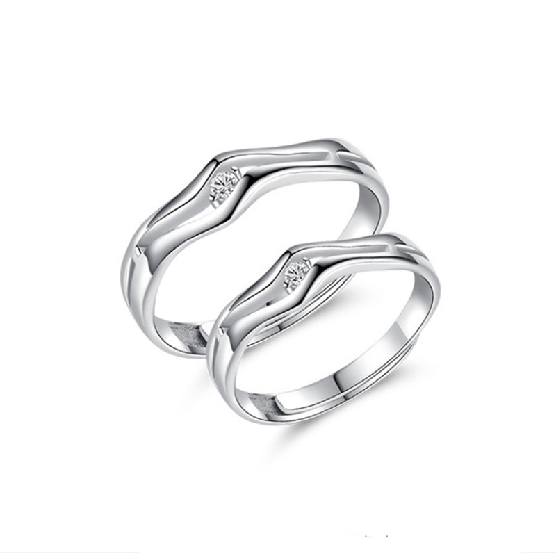 Couple Ring Set For Him And Her S925 Sterling Silver Matching Rings Flowing Love Design Promise Bands Anniversary Gift