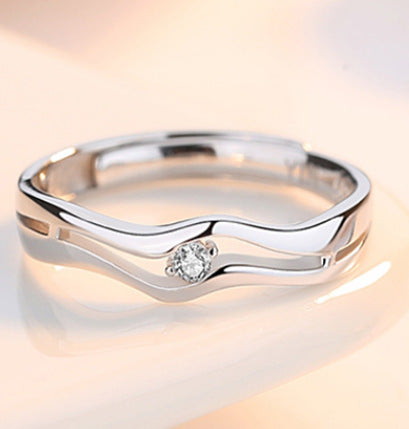Couple Ring Set For Him And Her S925 Sterling Silver Matching Rings Flowing Love Design Promise Bands Anniversary Gift