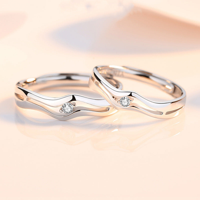 Couple Ring Set For Him And Her S925 Sterling Silver Matching Rings Flowing Love Design Promise Bands Anniversary Gift