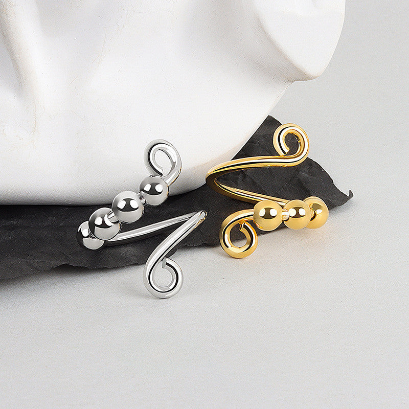 Womens Copper Anxiety Ring Spinning Fidget Jewelry Stress Relief Ring Rotating Band For Women Non Inlaid Ring