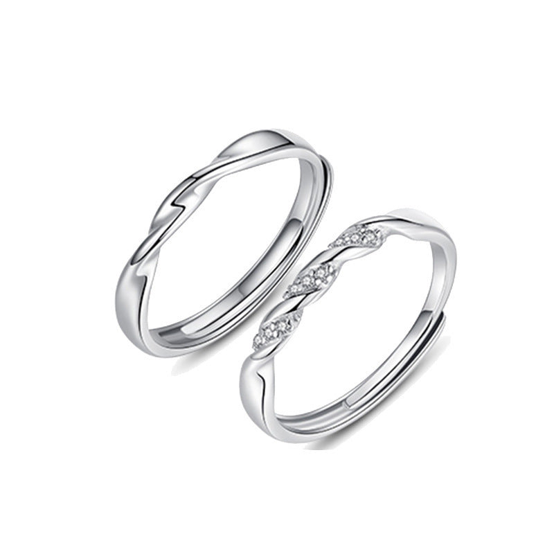 Unisex Sterling Silver Ring Set for Couples Geometric Rings Fashionable Matching Rings for Him and Her Valentine's Day Gift Anniversary Jewelry
