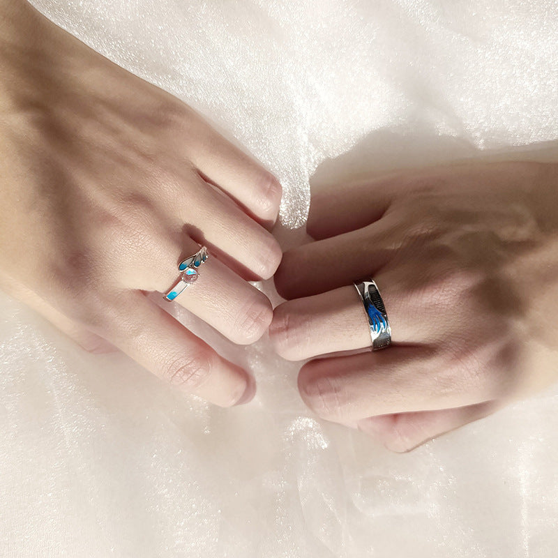 Sterling Silver Couple Rings Matching Gem Inlaid Promise Bands For Him And Her Anniversary With Elegant Crafts