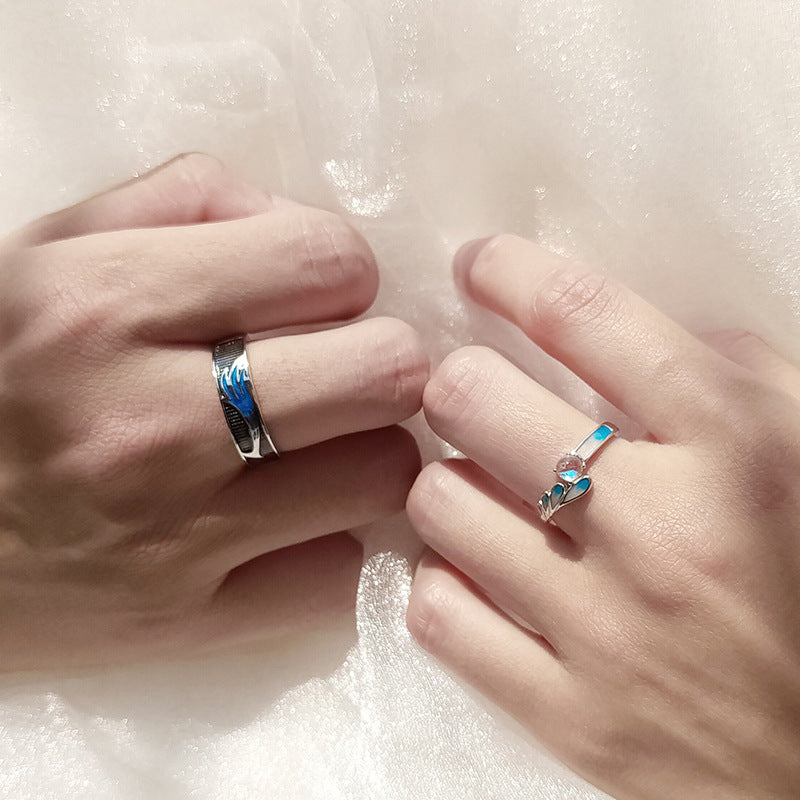 Sterling Silver Couple Rings Matching Gem Inlaid Promise Bands For Him And Her Anniversary With Elegant Crafts