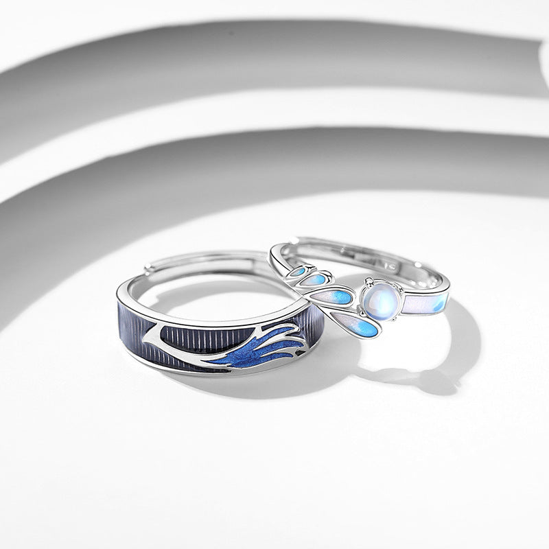 Sterling Silver Couple Rings Matching Gem Inlaid Promise Bands For Him And Her Anniversary With Elegant Crafts